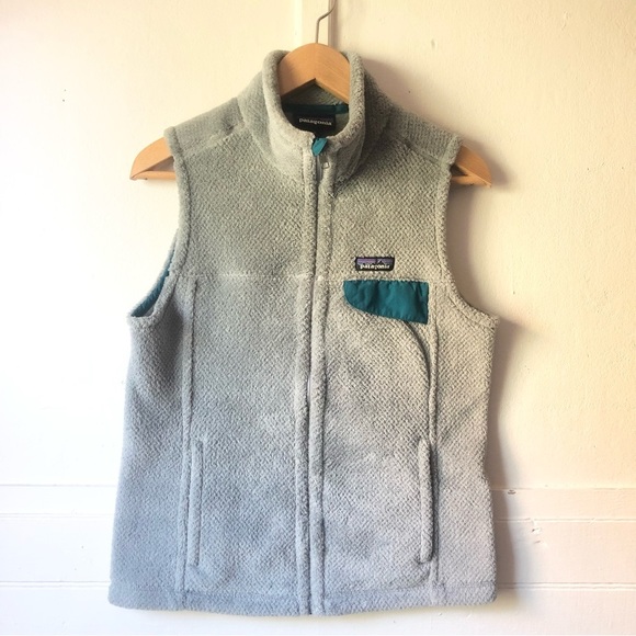 Patagonia Re-Tool Polartec Fleece Vest 25547 Grey Gray Teal Elwha Women’s Medium - Picture 3 of 14